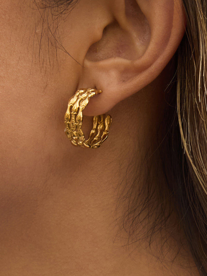 Golden Fish Pattern Hoop Earrings