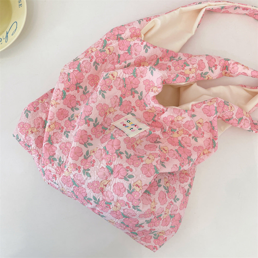 Textured Floral Tote Bag