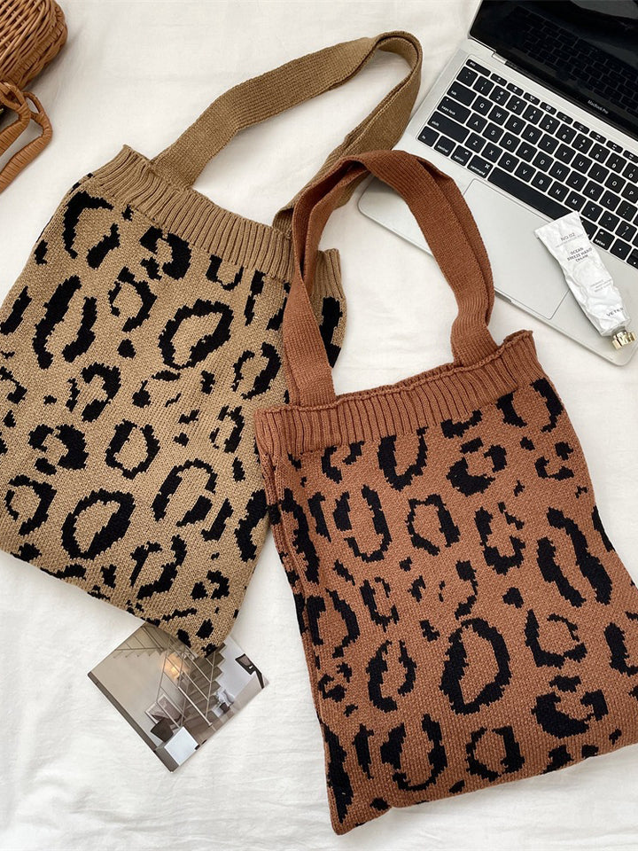 Leopard Knit Tote Bag