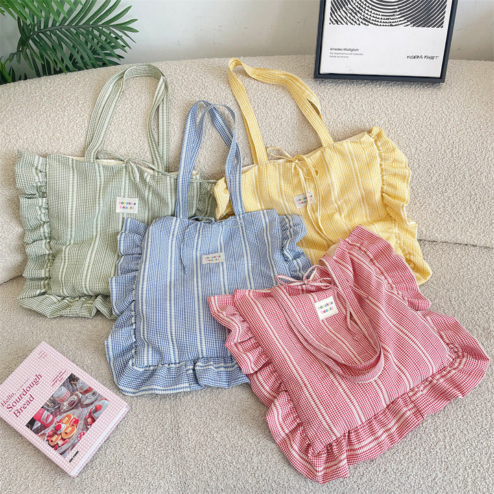 Patriotic Ruffle Gingham Tote Bag