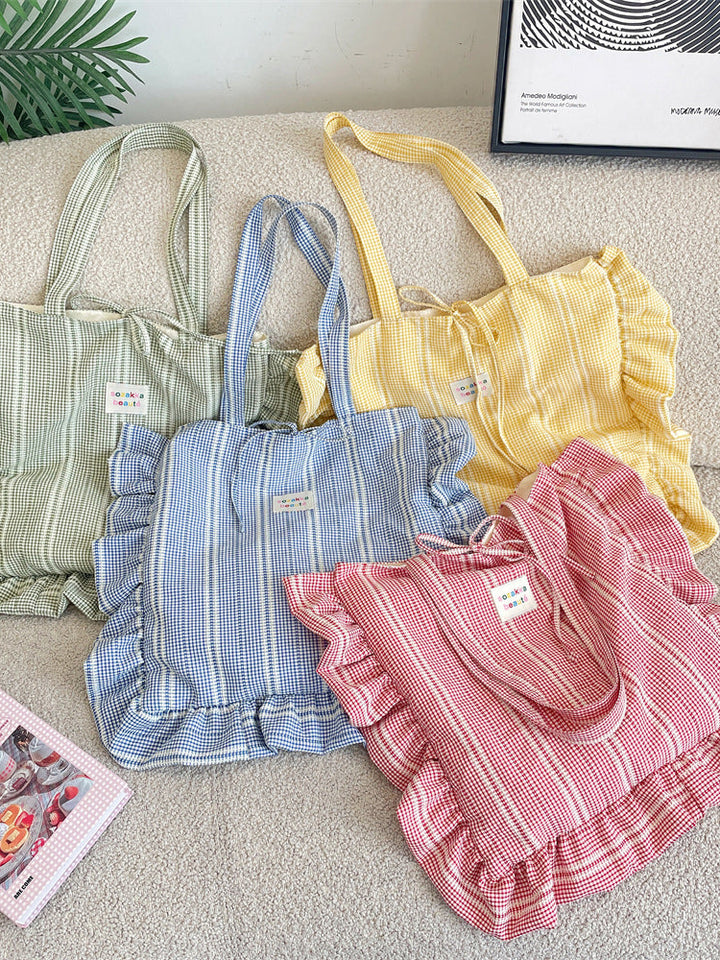 Patriotic Ruffle Gingham Tote Bag