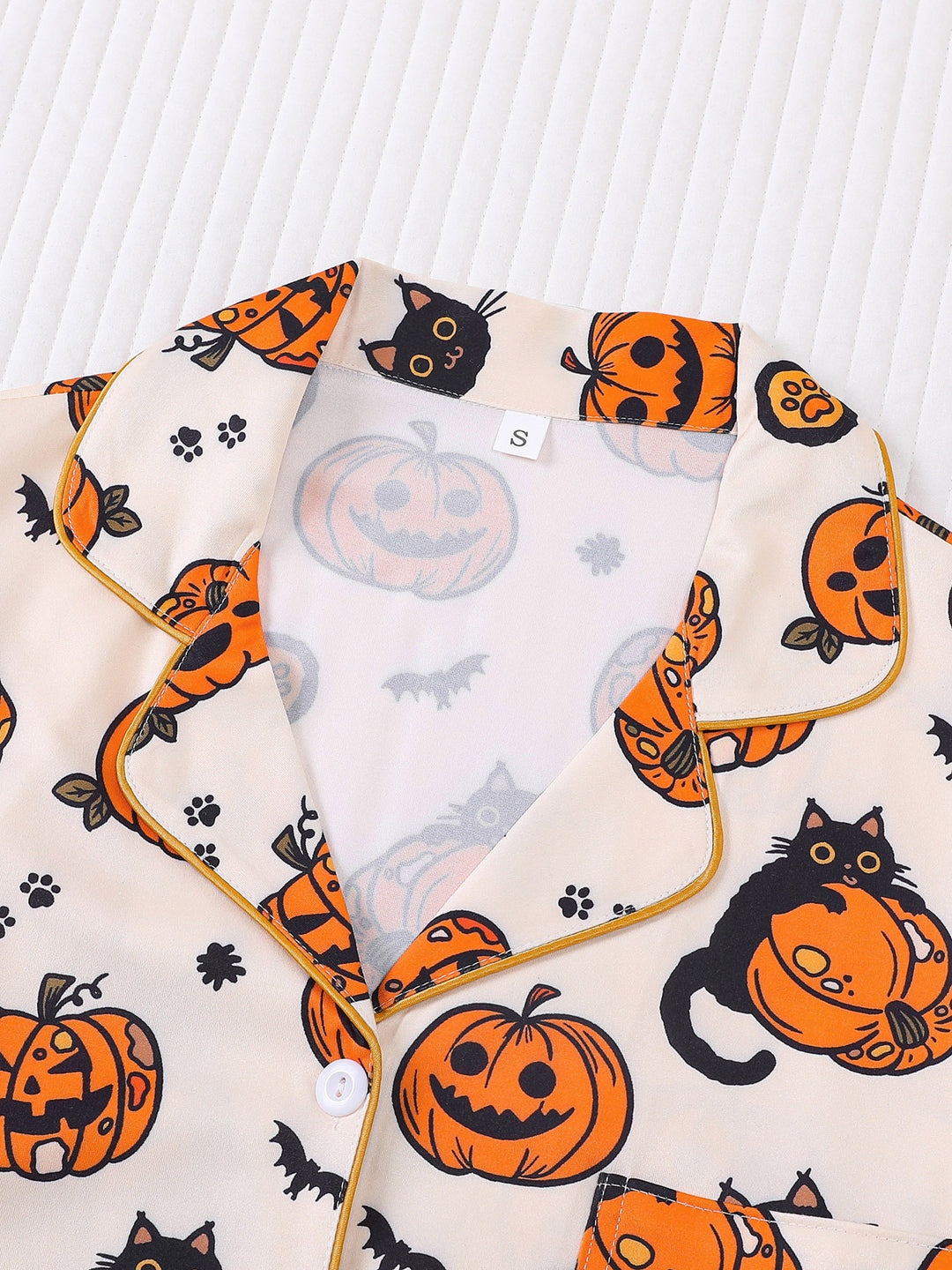 Spooky Cat & Pumpkin Long Sleeve Pajama Set