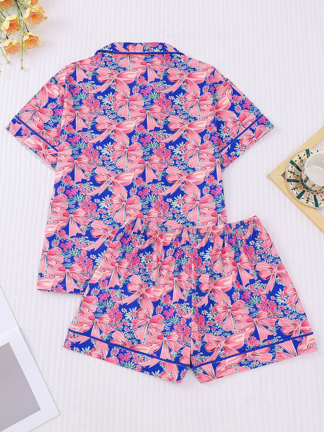 Floral Bow Print Pajama Set