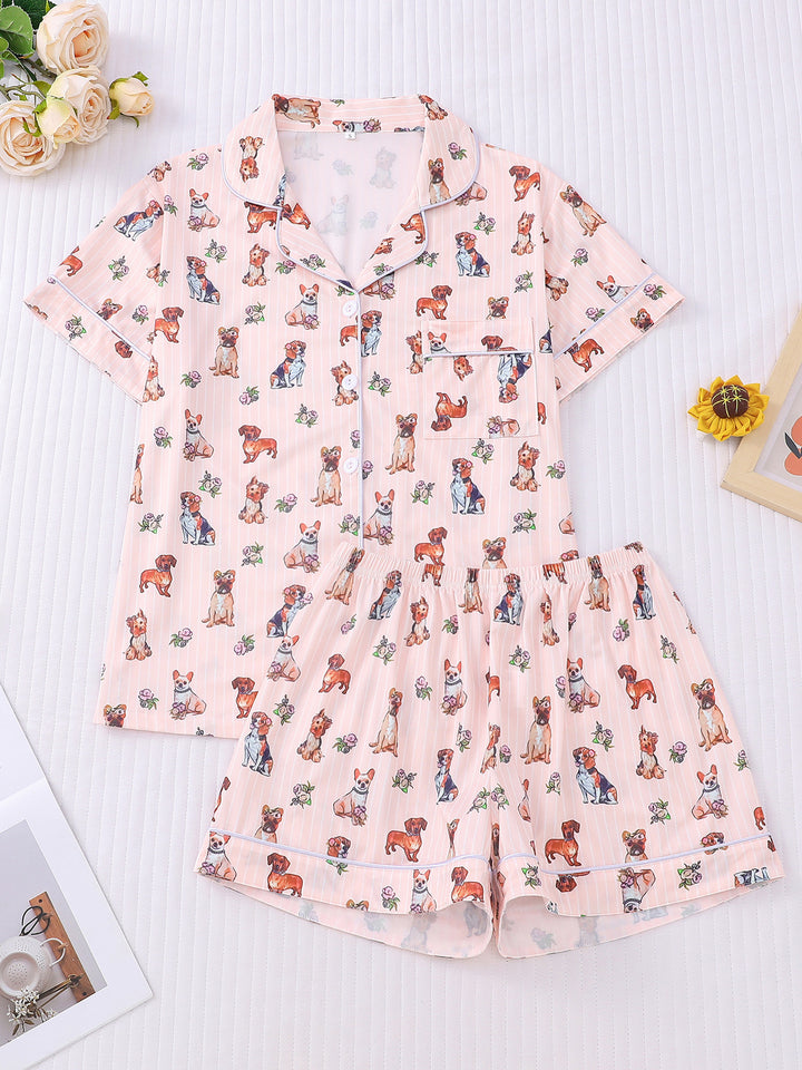 Floral Dog Print Pajama Set