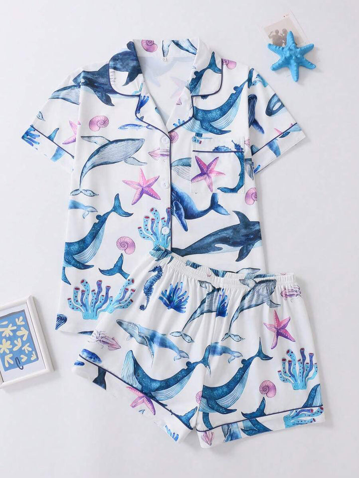 Whale Print Pajama Set