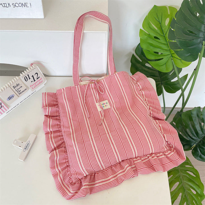 Patriotic Ruffle Gingham Tote Bag