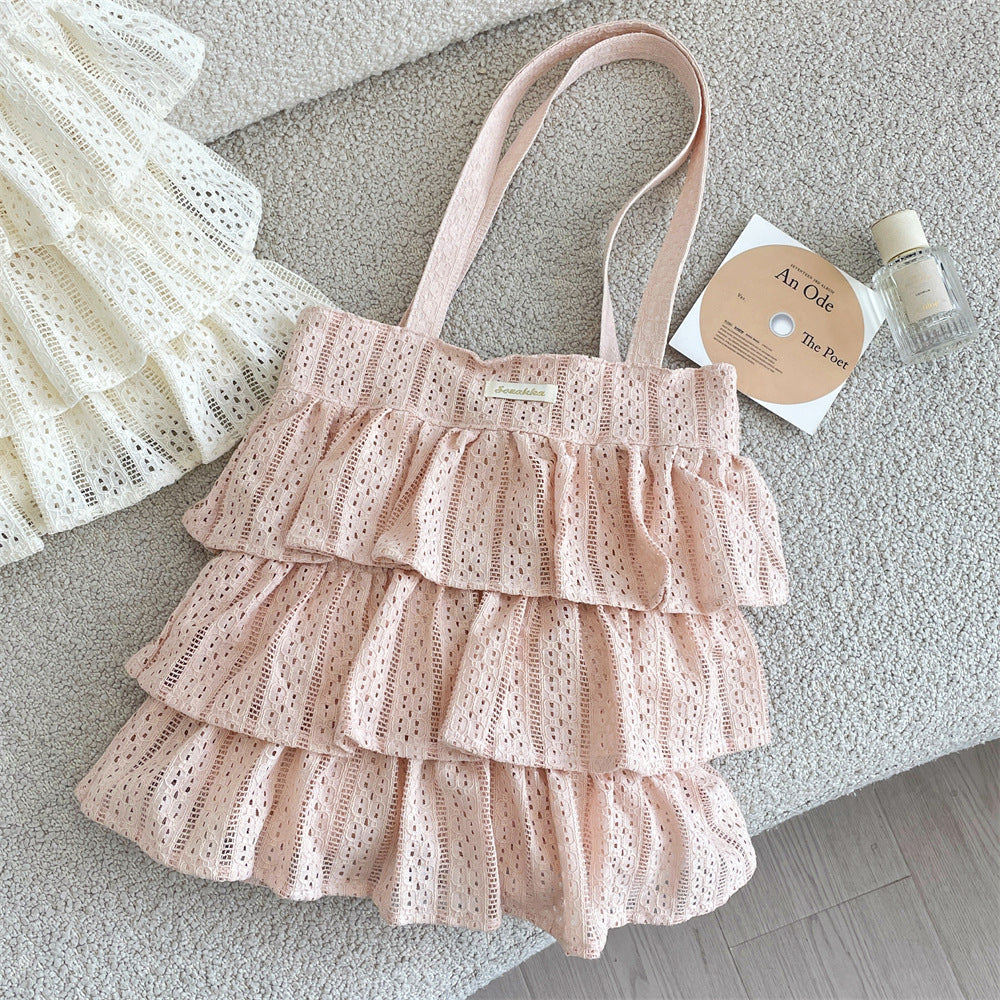 Ruffle Lace Tiered Tote Bag