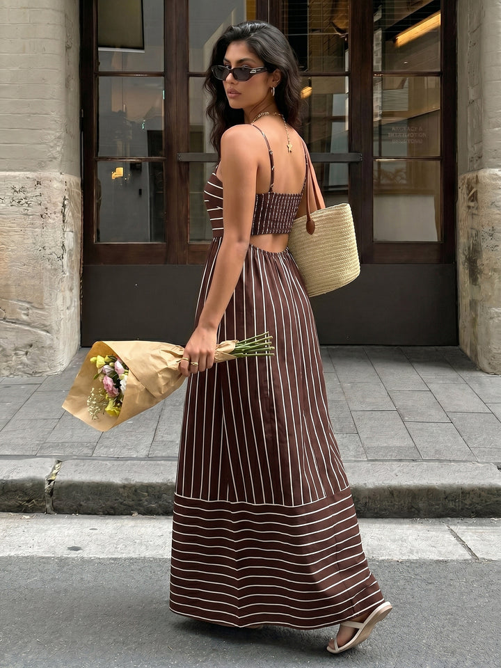 Striped Smocked Back Maxi Dress