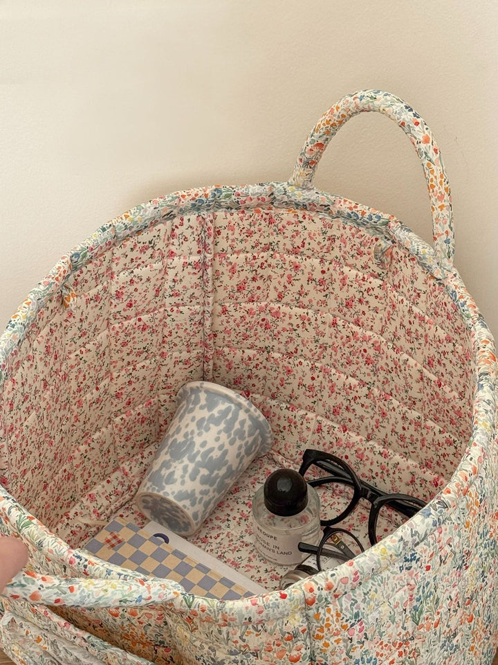 Quilted Floral Storage Tote