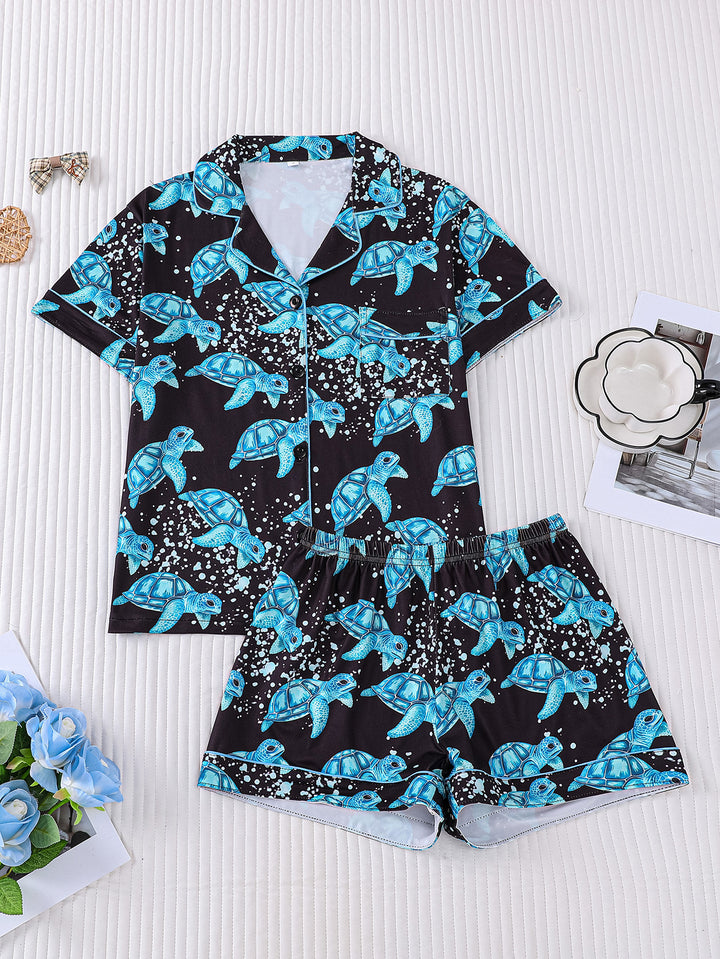 Sea Turtle Print Pajama Set