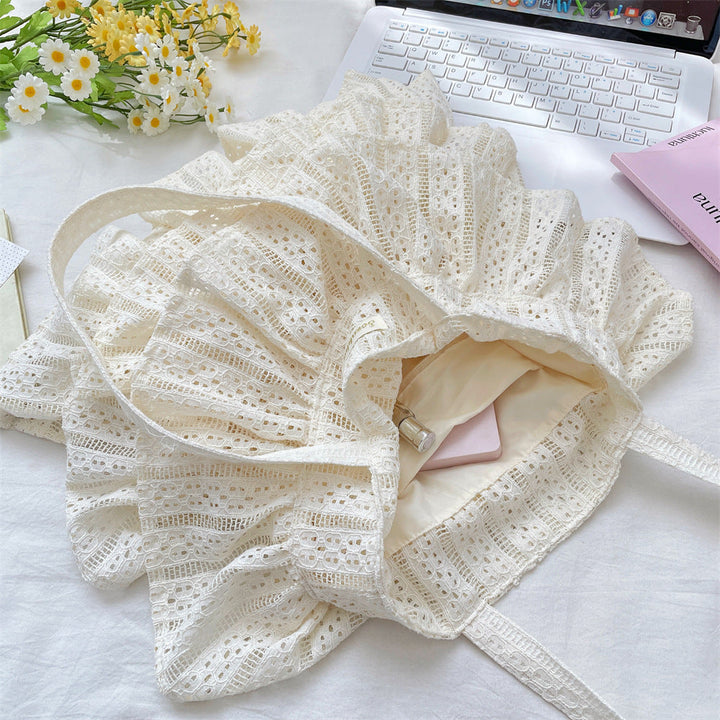 Ruffle Lace Tiered Tote Bag