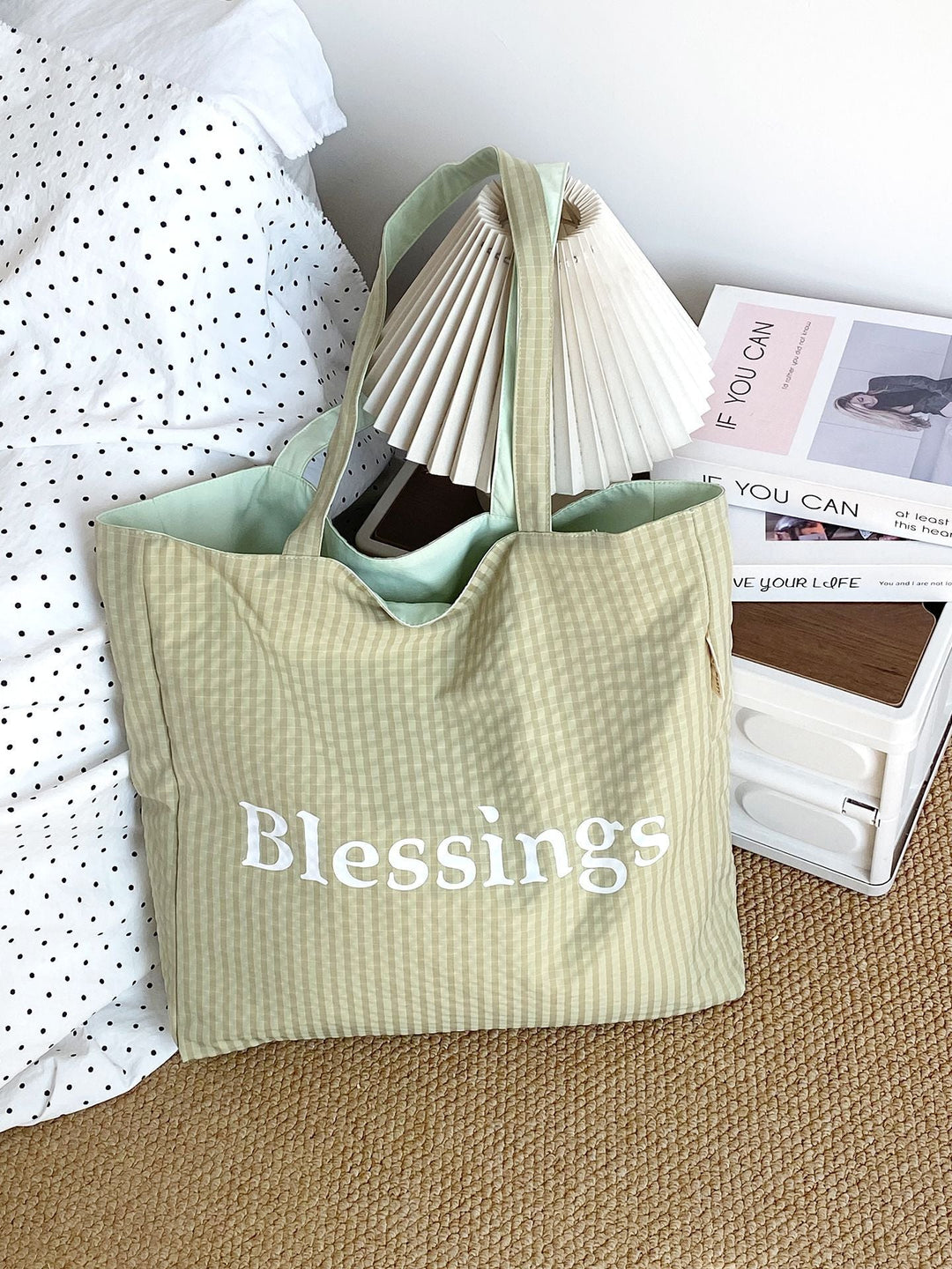 “Blessings” Reversible Stripe Everyday Carryall Tote