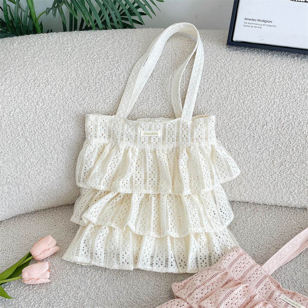 Ruffle Lace Tiered Tote Bag