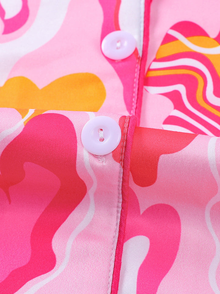 Groovy Heart Print Pajama Set