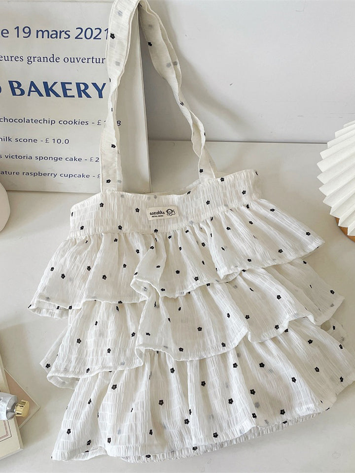 Ruffle Floral Tiered Tote Bag