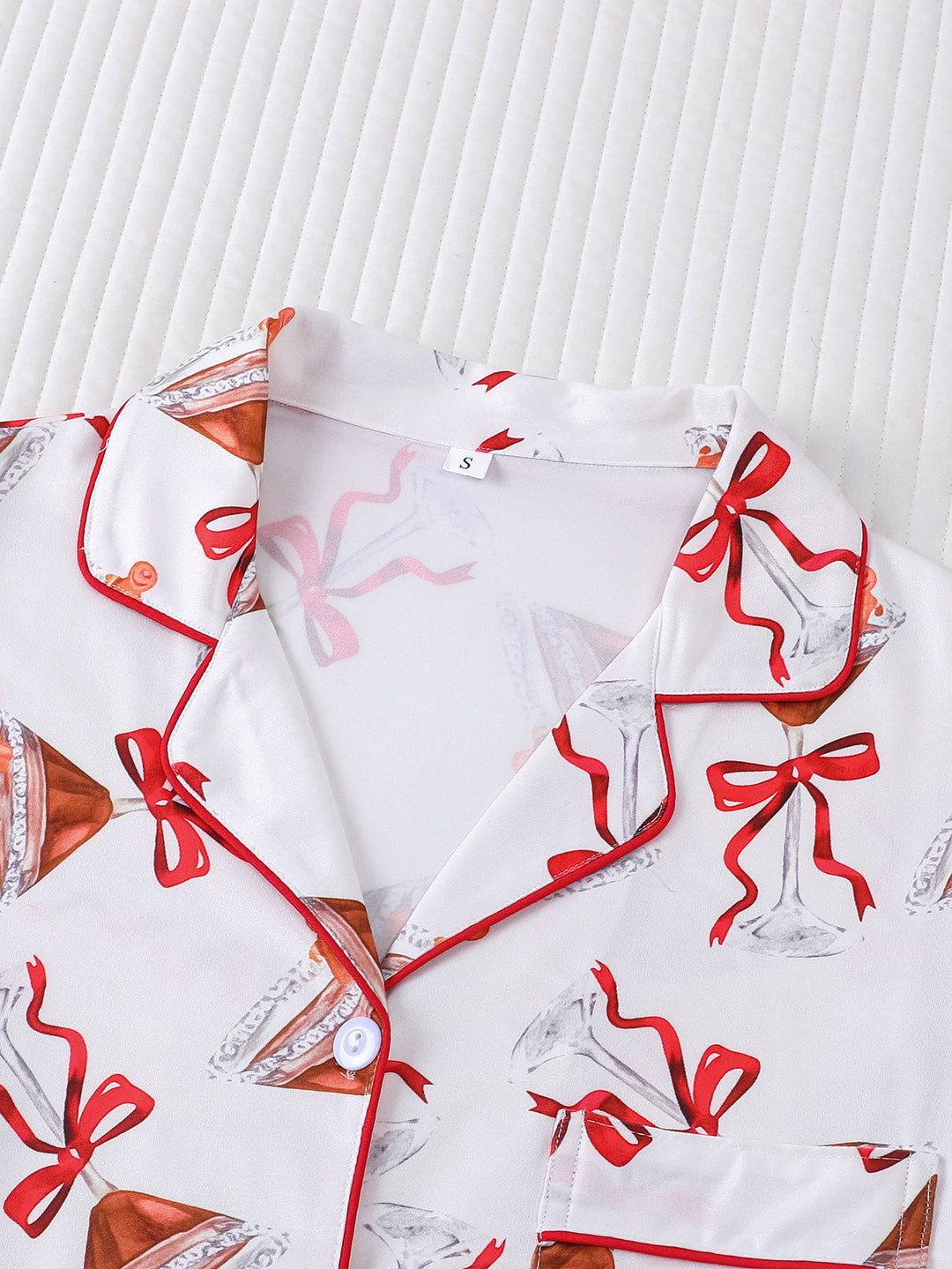Christmas Cocktail Bow Short Pajama Set
