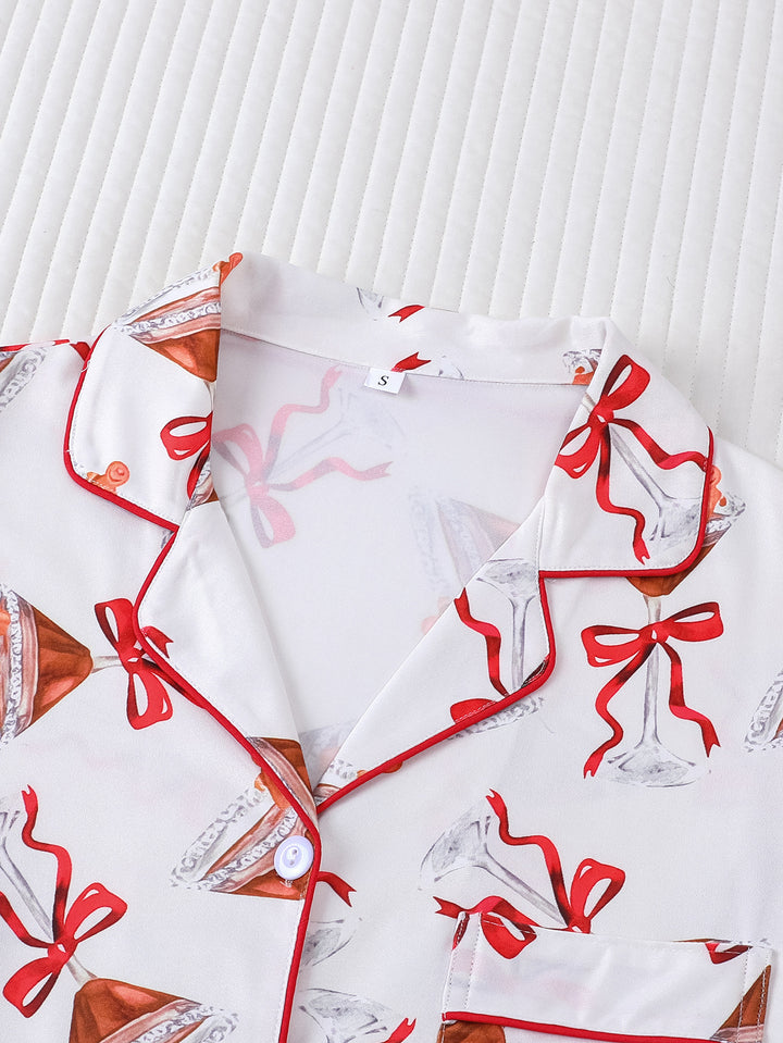 Christmas Cocktail Bow Short Pajama Set