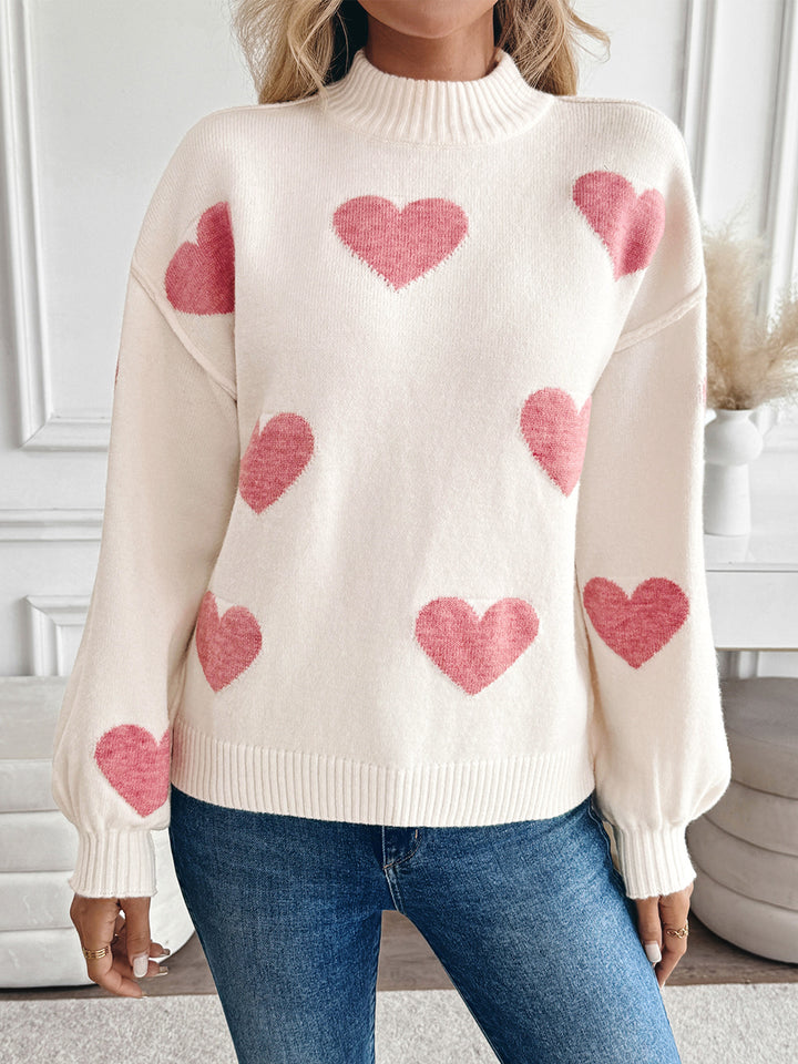 Mockneck Heart Sweater