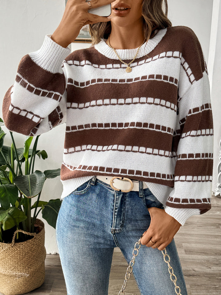 Geometric Pattern Stripe Sweater
