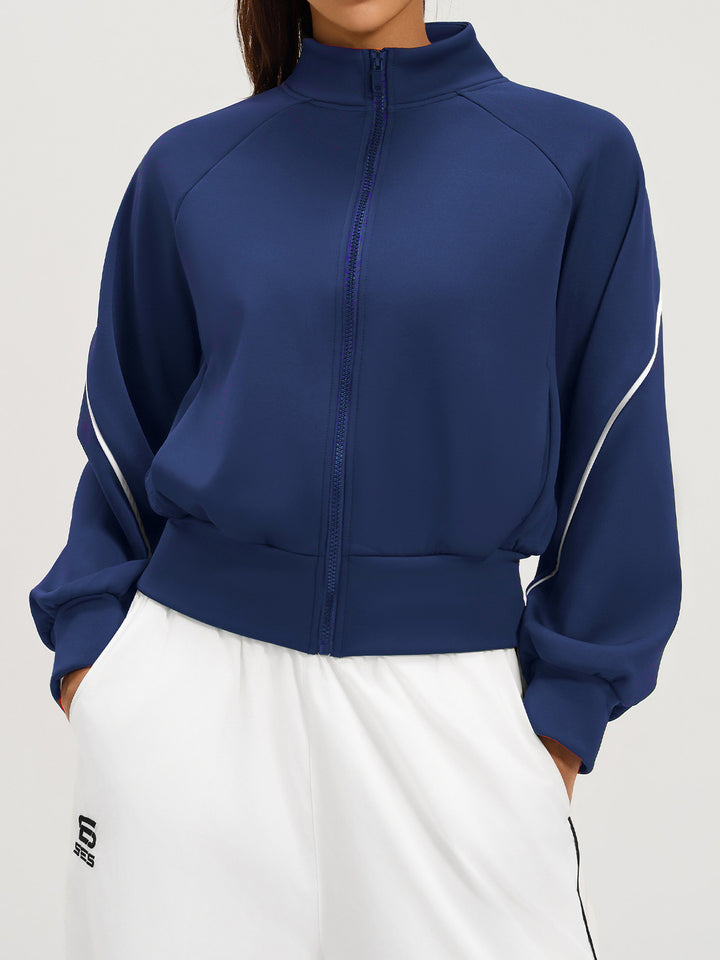 Piping Detail Fleece Lined Active Jacket