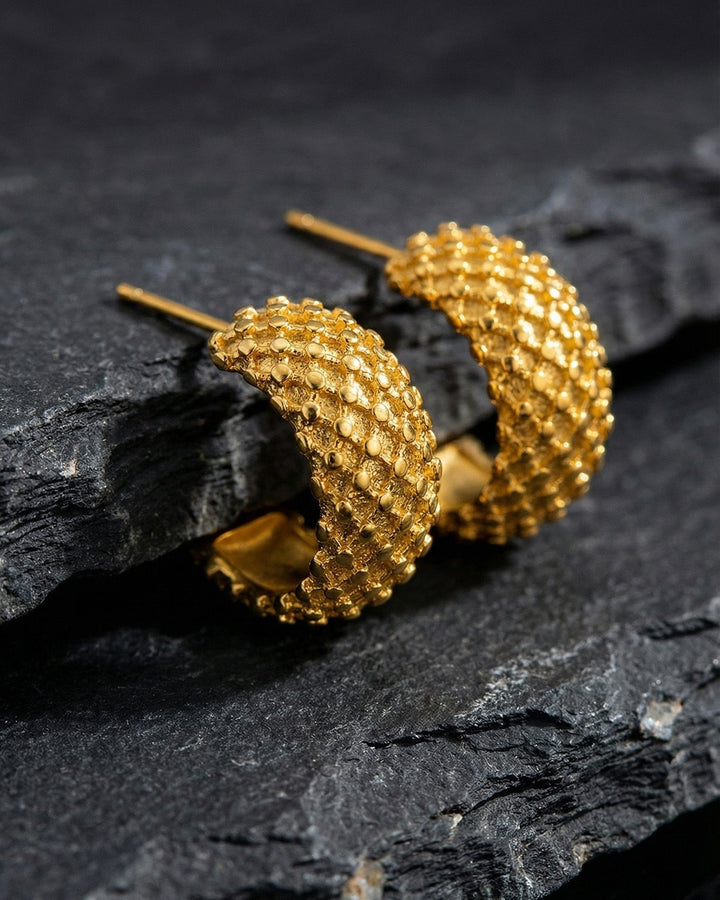 Textured Dome Hoop Earrings