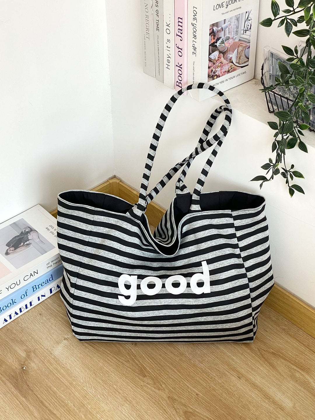 “Good” Graphic Shoulder Tote Bag