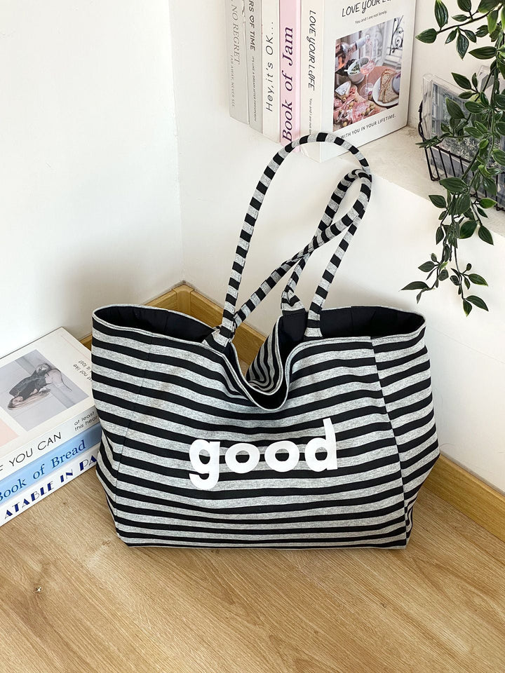 “Good” Graphic Shoulder Tote Bag