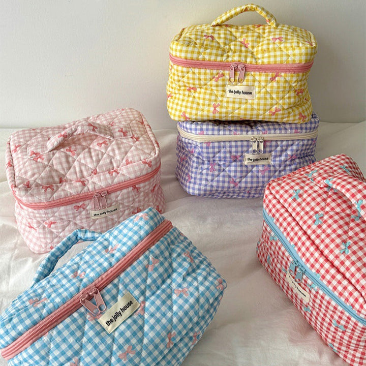 Checkers & Bows Travel Cosmetic Bag
