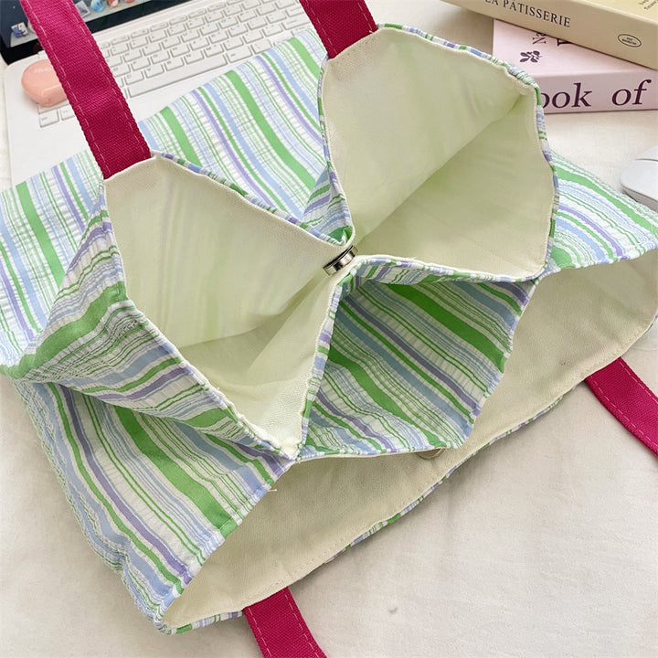 Double Pocket Striped Tote Bag