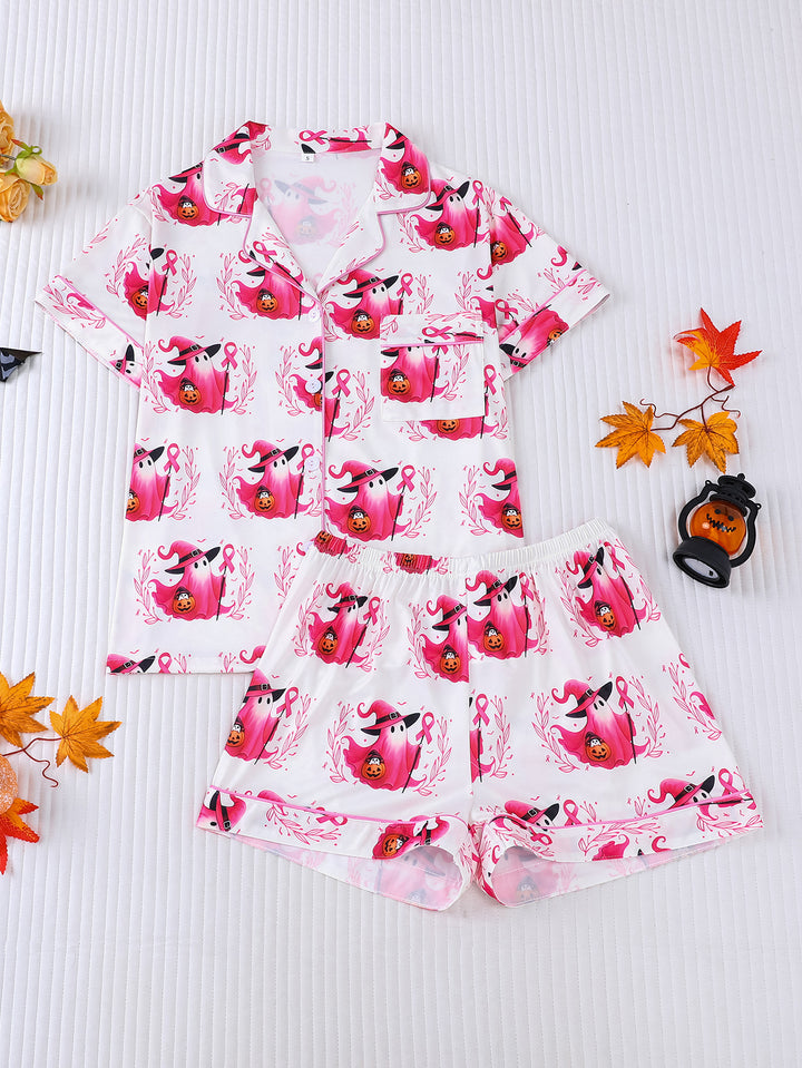 Pink Ribbon Ghost Pajama Set