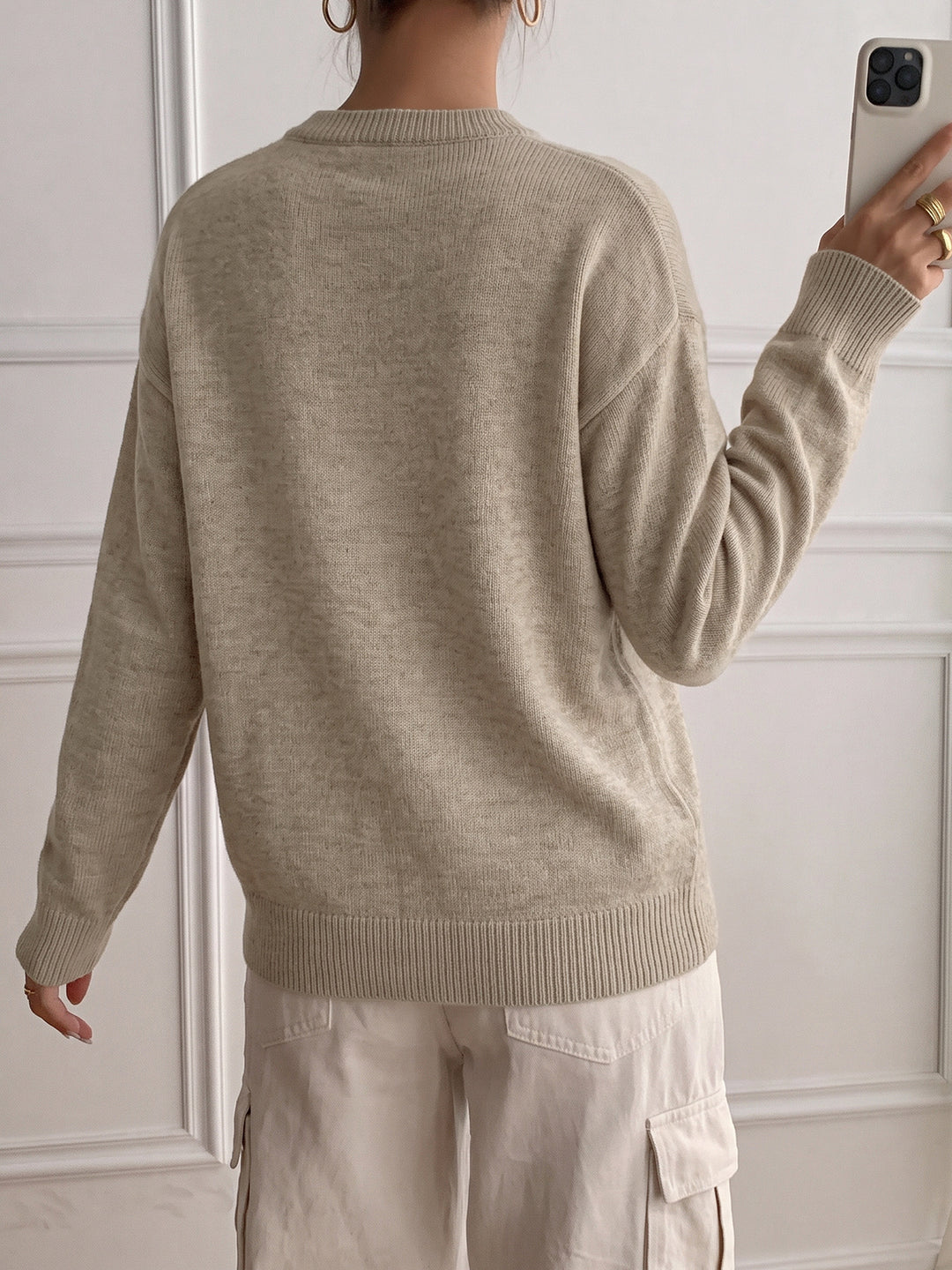 Double Layer Button Detail Sweater