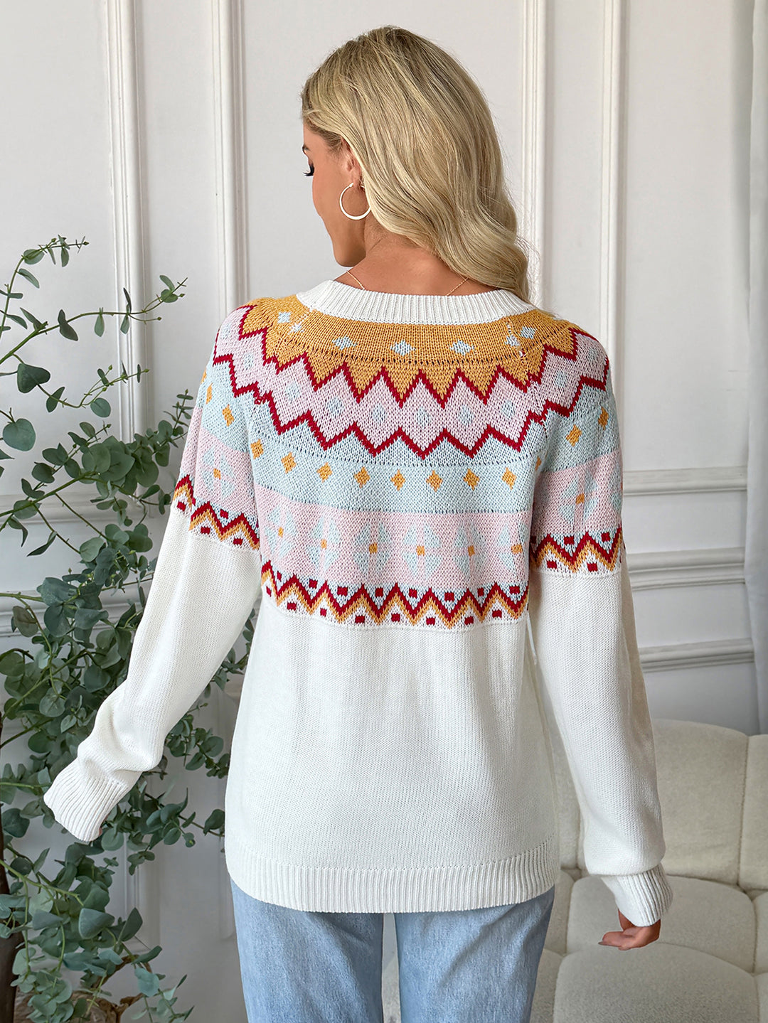 Colorful Fair Isle Geometric Sweater