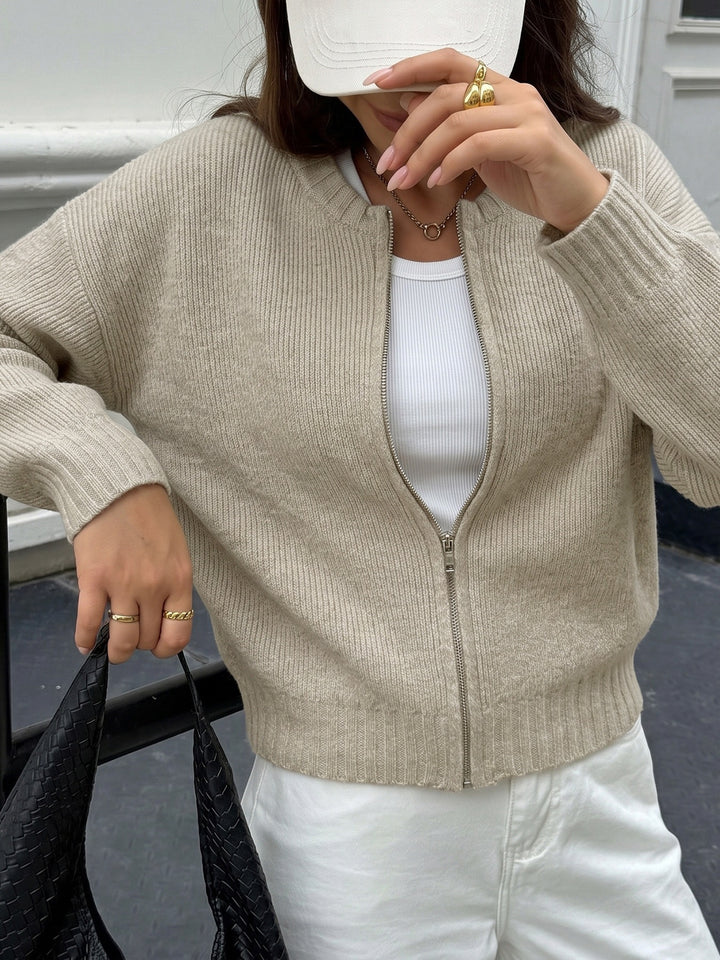 Everyday Zip-Up Knit Cardigan