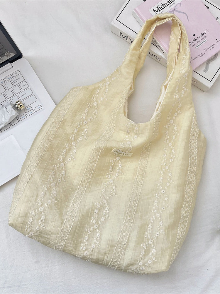 Embroidered Lace Shoulder Tote Bag