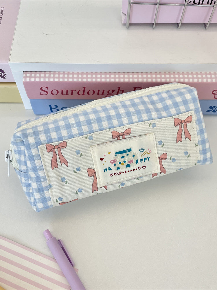 Gingham Bow Pencil Pouch