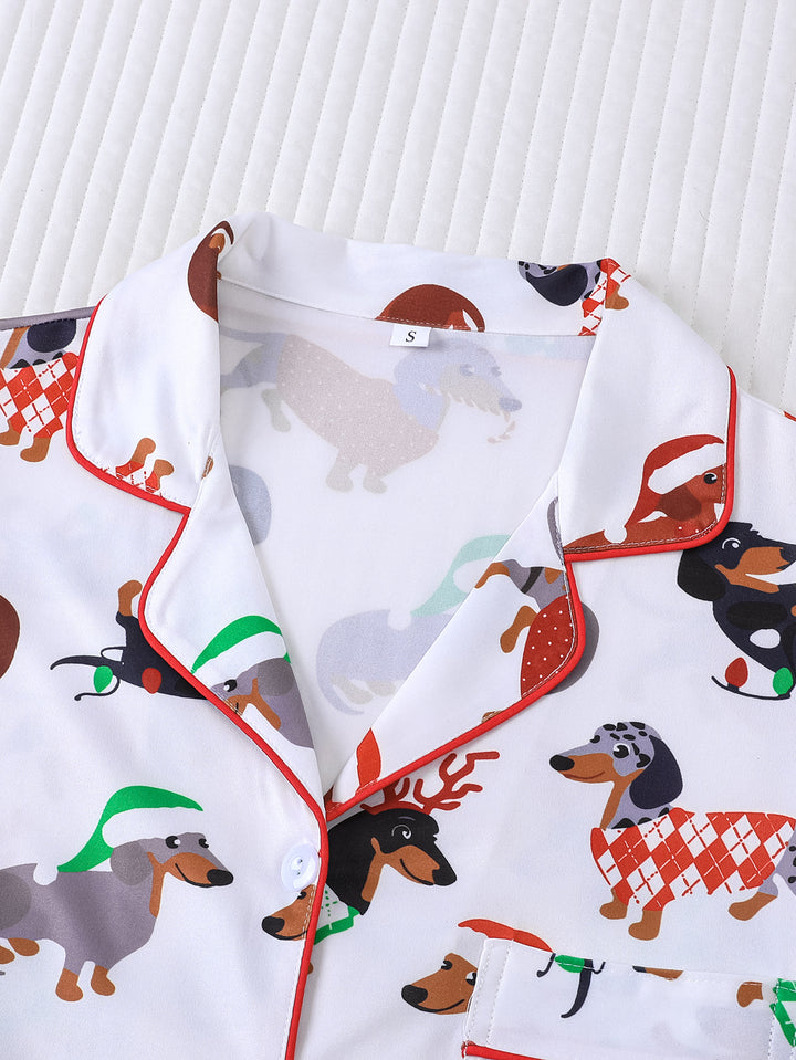 Merry Dachshund Long Sleeve Pajama Set