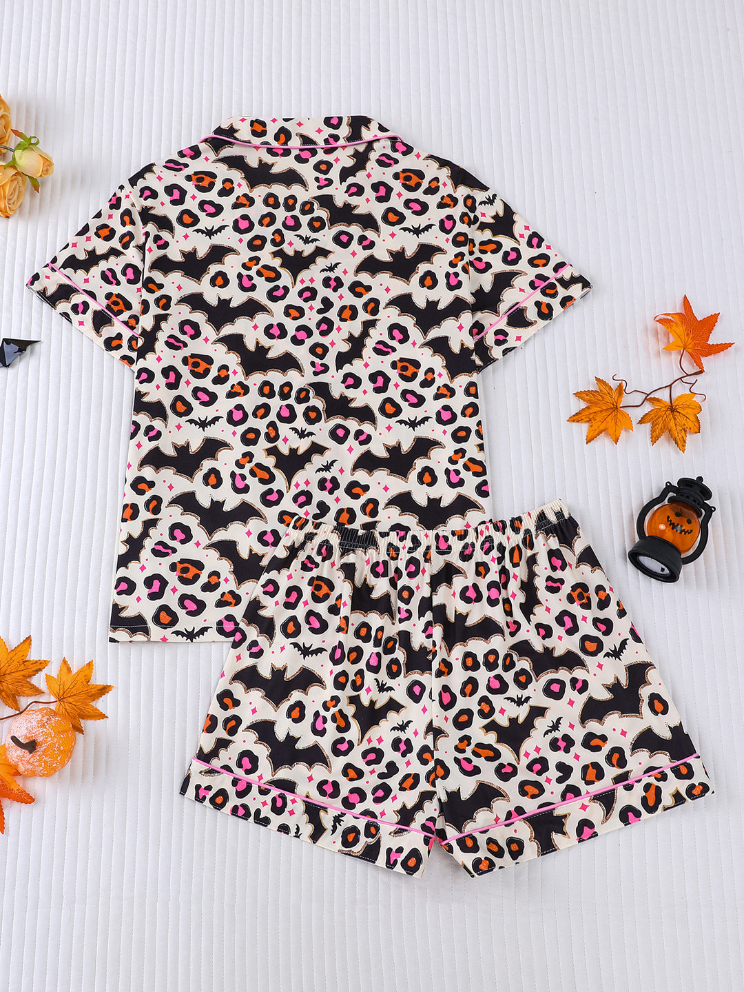 Spooky Leopard Bat Short Pajama Set