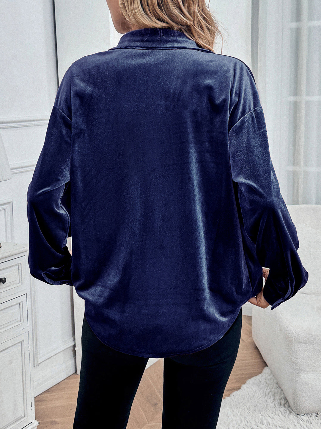 Velvet Button Down Top