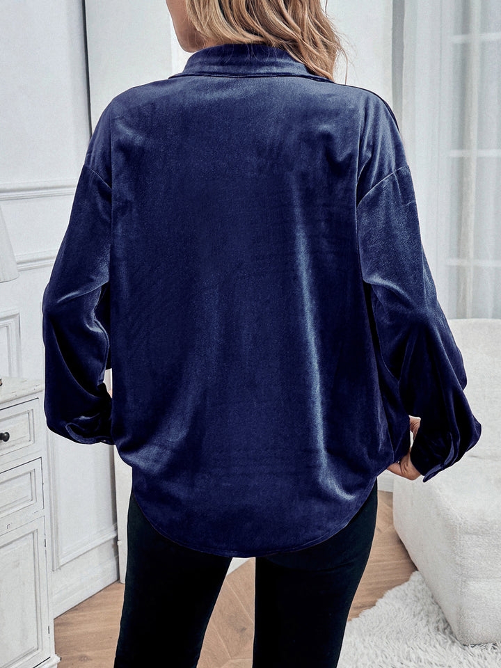 Velvet Button Down Top