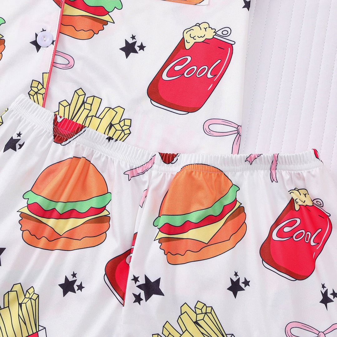 Burger & Fries Print Pajama Set