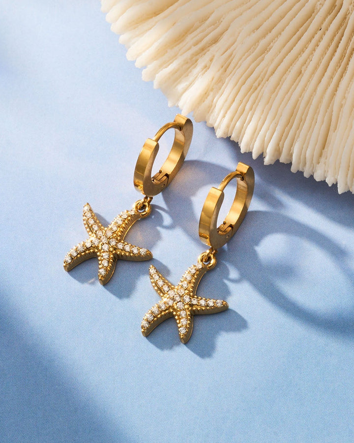 Pavé Starfish Huggie Hoop Earrings
