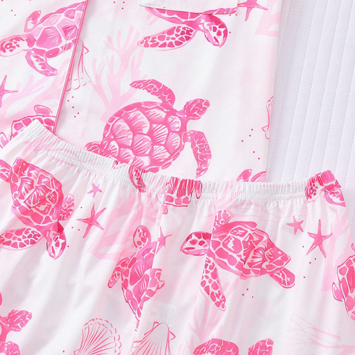 Pink Turtle Print Pajama Set