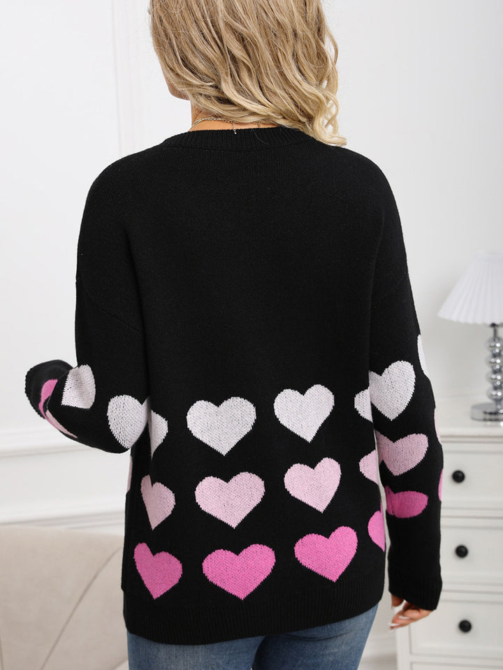 Ombre Heart Print Sweater