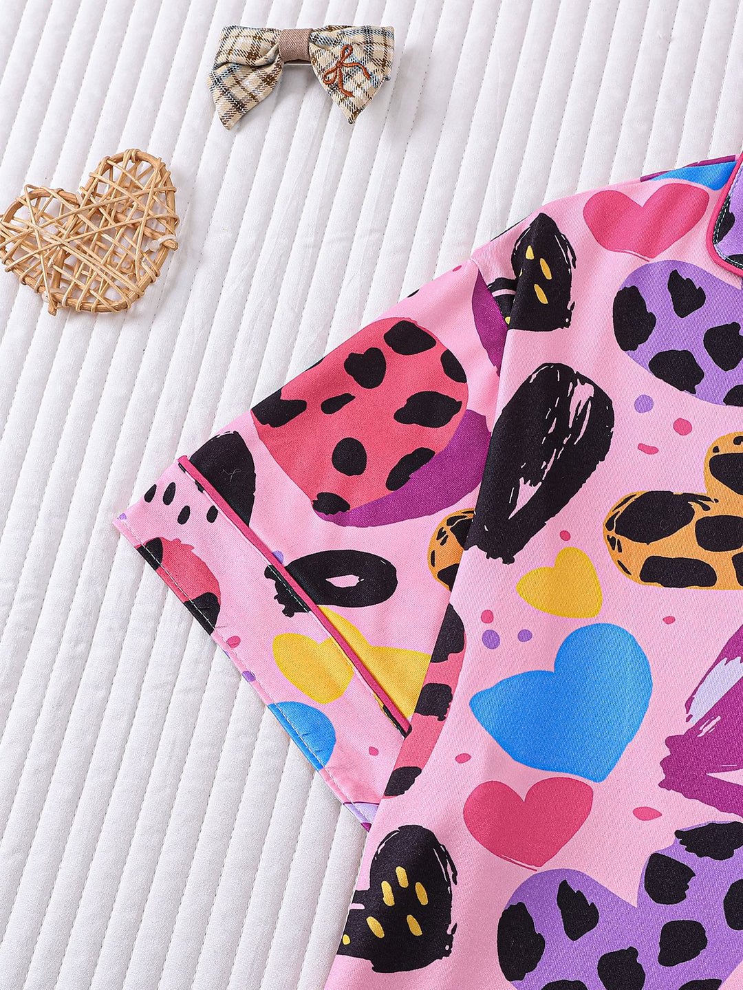 Colorful Heart Print Pajama Set