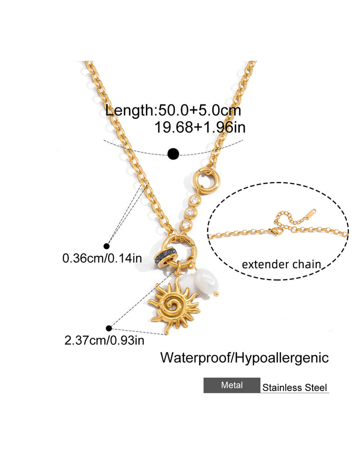 Celestial Sun Charm Layered Pendant Necklace