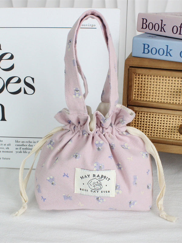 Floral Drawstring Handbag