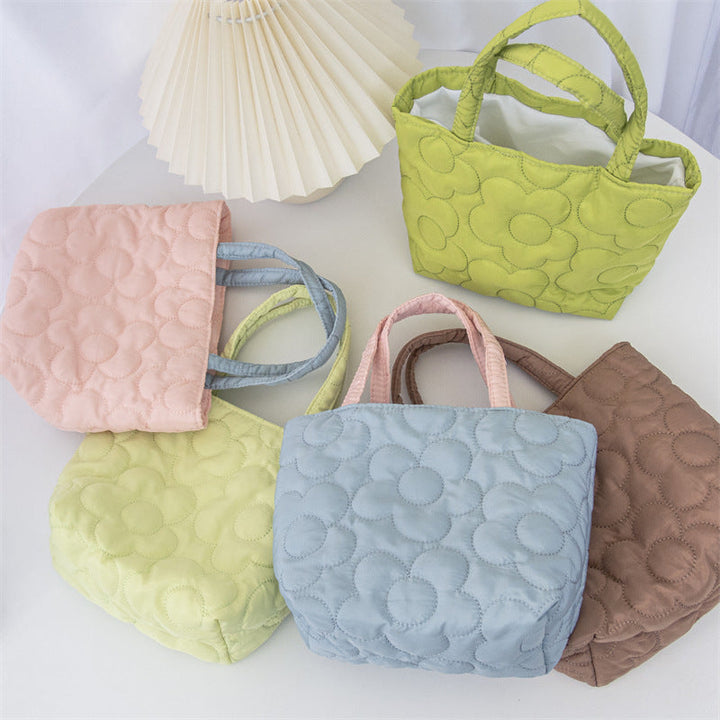 Pastel Quilted Flower Mini Tote Bag