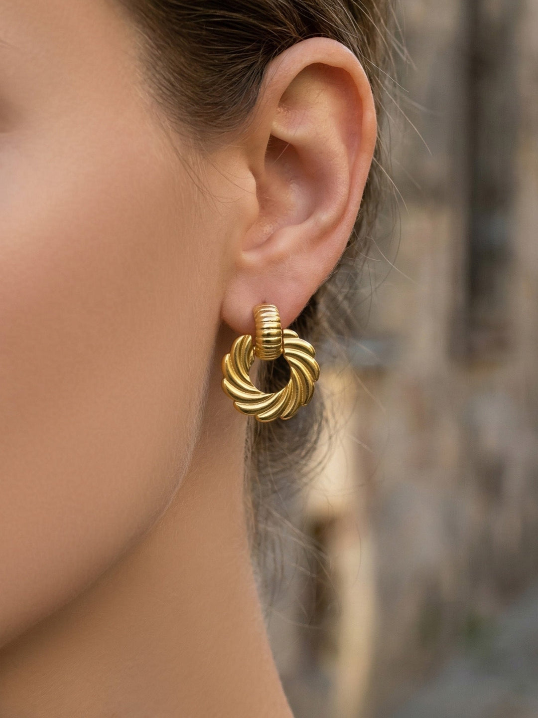 Chunky Twisted Gold Stud Earrings