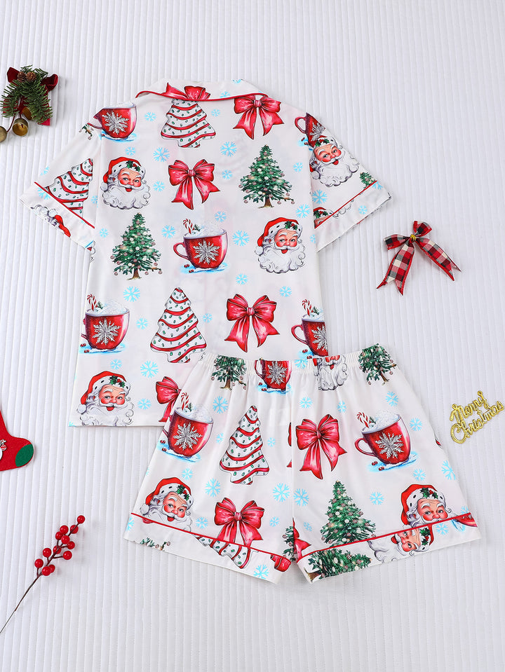 Vintage Christmas Santa Short Pajama Set