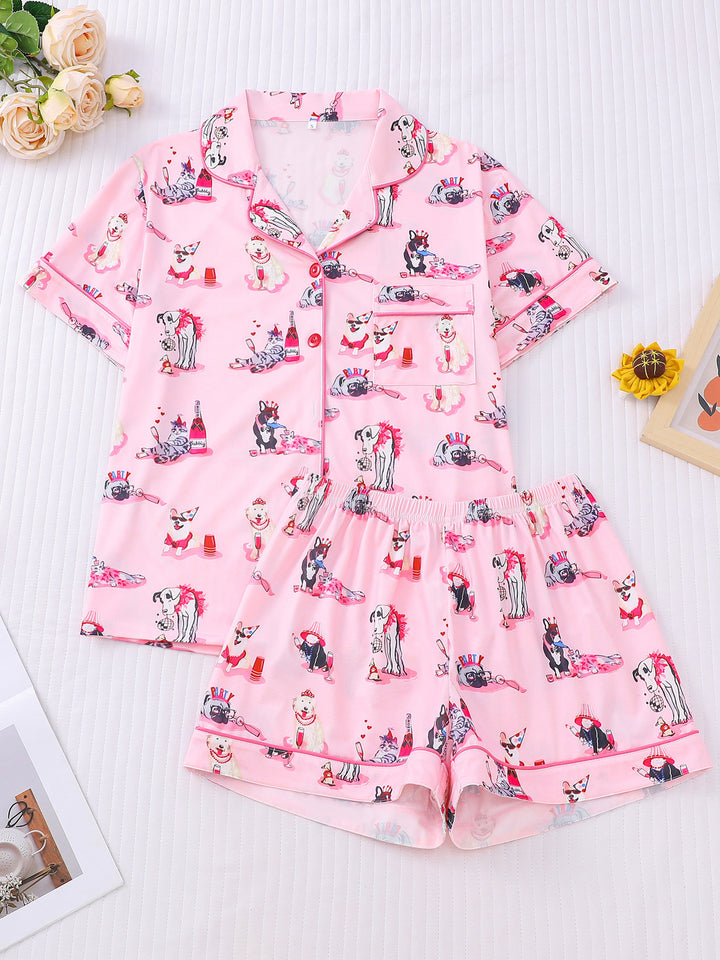 Party Animal Pattern Pajama Set